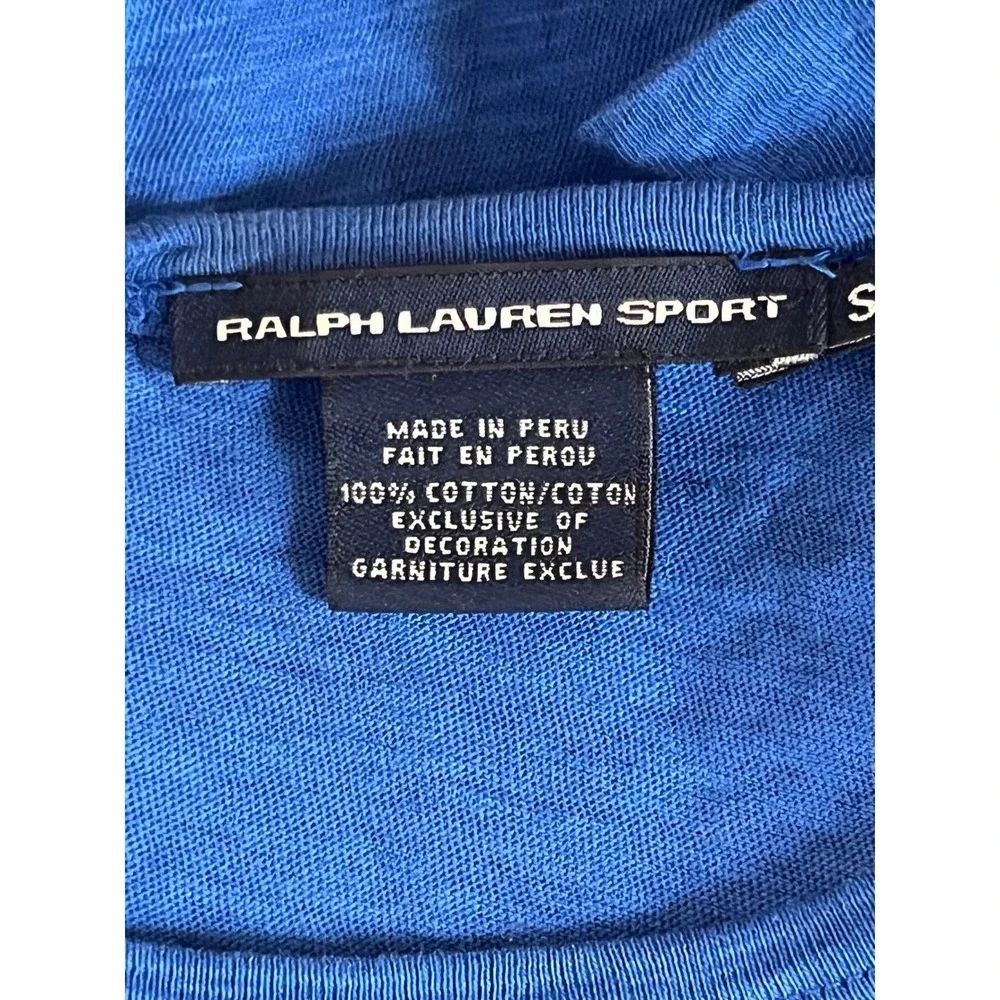 Ralph Lauren Sport T-Shirt Womens Small Blue Slub Knit Cotton Pony Logo Tee - Picture 3 of 8